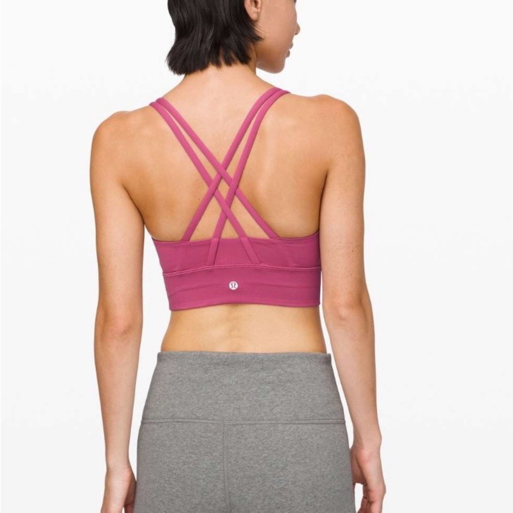 Lululemon Athletica Energy Longline Strappy Sports Bra Moss Rose Medium Support